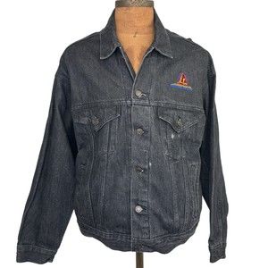 Vintage 90's HOLLYWOOD PICTURES Black Denim Jacket Men's Size XL PreOwned